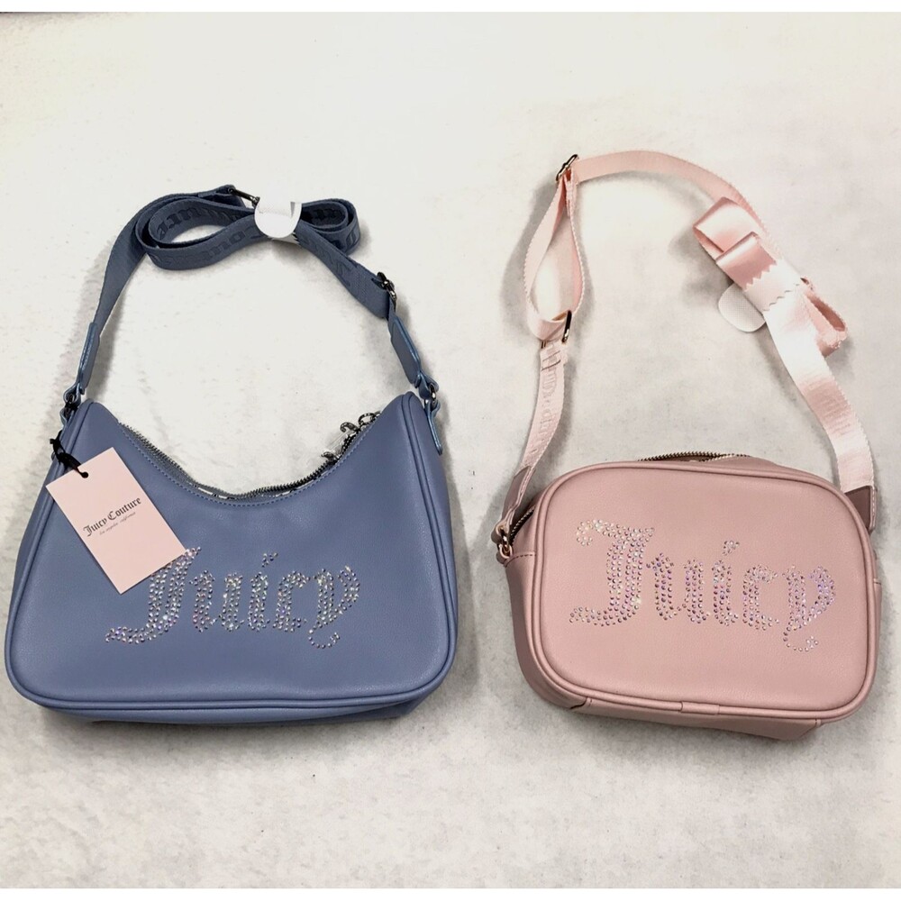 JUICY COUTURE Bag LOT OF 2 Obsession Crossover Slate Blue + Camera Shoulder Pink
